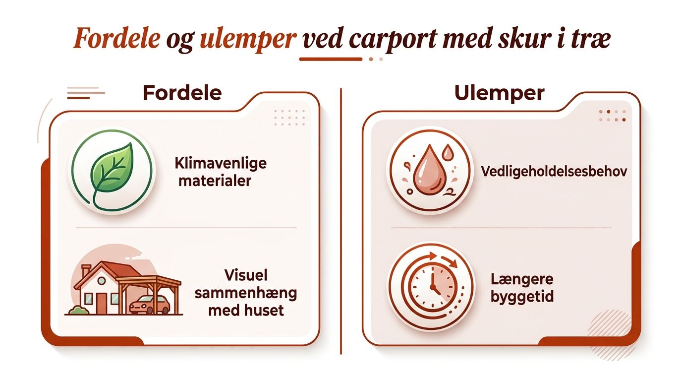 En oversigt over fordele og ulemper ved at bygge en carport med et skur i træ.